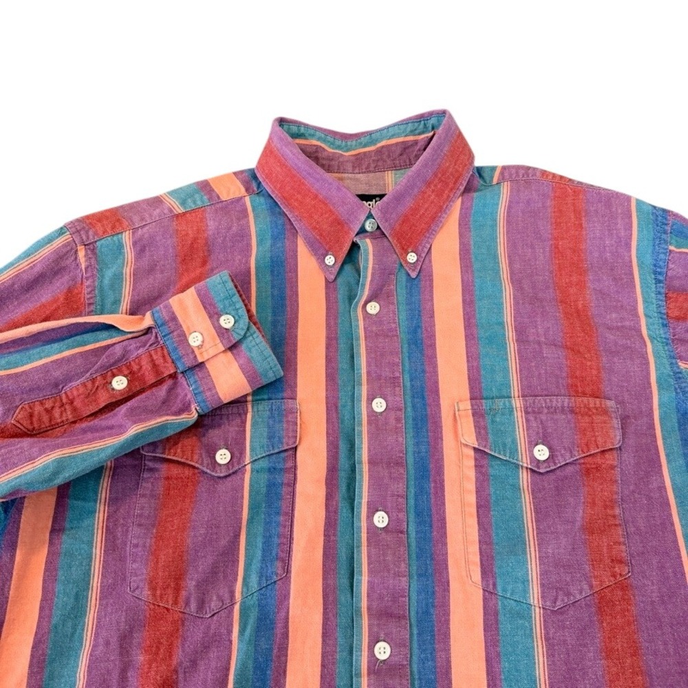 Vintage Wrangler Mens Cowboy Cut X-Long Tails Button Down Shirt 17-35 Striped